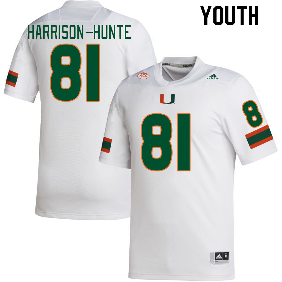 Youth #81 Jared Harrison-Hunte Miami Hurricanes College Football Jerseys Stitched-White - Click Image to Close